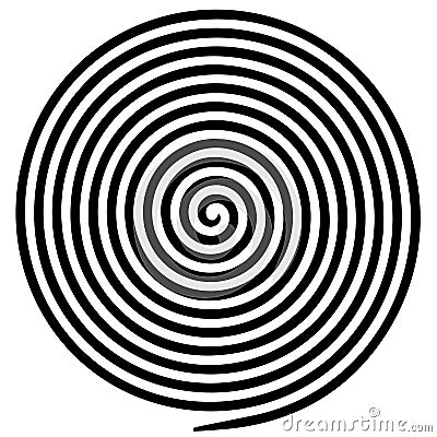 Black white round abstract vortex hypnotic spiral. Vector Illustration