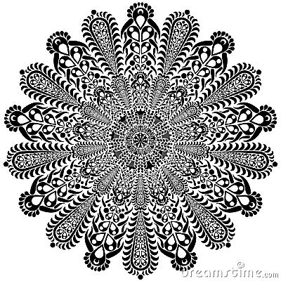 Black and white round circle lace pattern mandala. Vector illustration. Vector Illustration