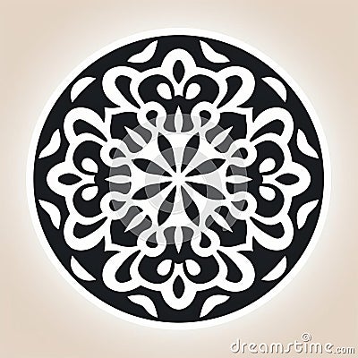 White Style Rug Vector Stencil With Ornamental Geometric Design Stock Photo