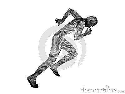 The mesh running man white Vector Illustration