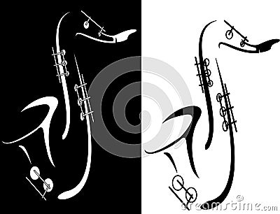 Black and white saxophone Vector Illustration