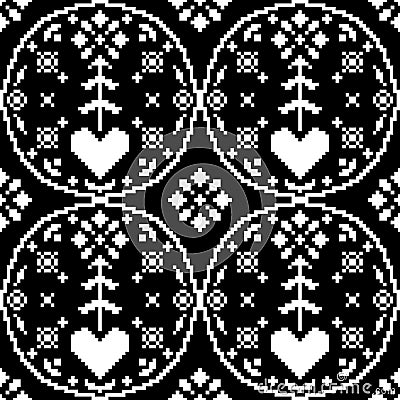 Black and white scandinavian style floral ornament Vector Illustration