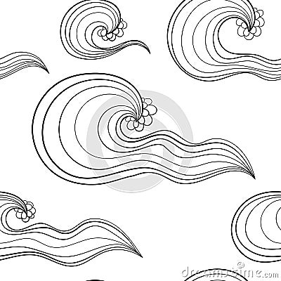Black and white seamles oceanic pattern for coloring Stock Photo