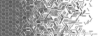 Black and white seamless abstract geometric pattern with hexagonal lines. Vector background with fade effect Vector Illustration