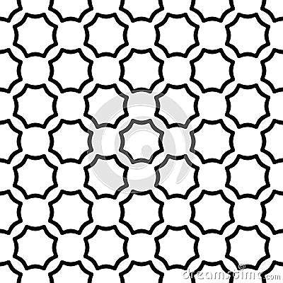 Black and white seamless curved octagon pattern Vector Illustration