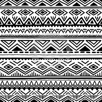 Black and white seamless ethnic background. Vector illustration. Vector Illustration