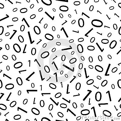 Black and white seamless pattern with binary code Vector Illustration