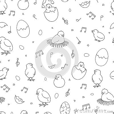 Easter black and white pattern Vector Illustration