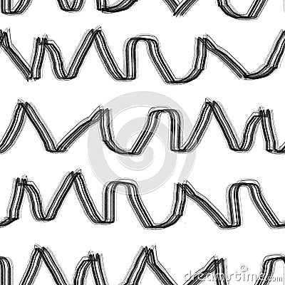 Black and white seamless pattern with zigzag Cartoon Illustration