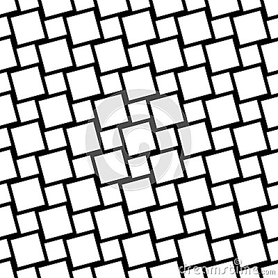 Black and white seamless square grid pattern - vector background design from angular squares Vector Illustration