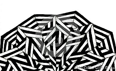 Black and White Semi Circle Op Art Stock Photo