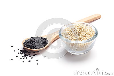 Black and white sesame seeds Stock Photo