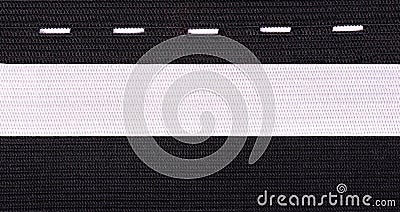 Black and white sewing elastic band on white background. A variety of elastic bands for clothing and furniture. Stock Photo