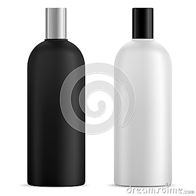 Black and white shampoo bottle mockup. Vector Vector Illustration