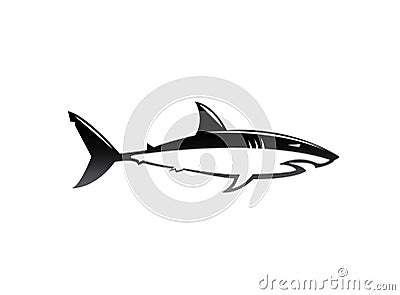 Black and white shark open mouth for logo design Cartoon Illustration