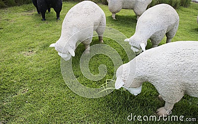 Black and white sheep statue Stock Photo