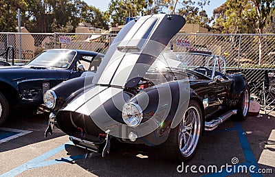 Black and white 1965 Shelby Cobra Editorial Stock Photo