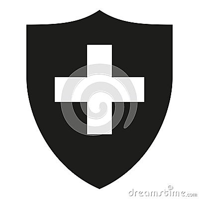 Black white shield with cross silhouette Vector Illustration