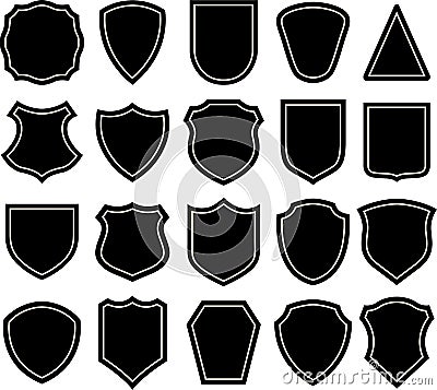 Black and white shield silhouette Vector Illustration