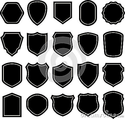 Black and white shield silhouette Vector Illustration