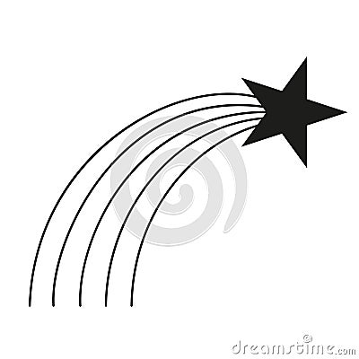 Black and white shooting star silhouette Vector Illustration