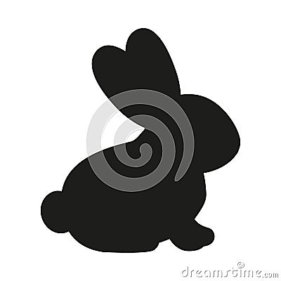 Black and white side view rabbit silhouette Vector Illustration