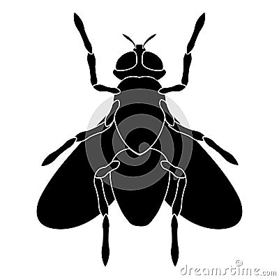 Black-and-white silhouette of a fly sitting Vector Illustration