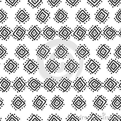 Black and white simple african mudcloth fabric seamless pattern, vector Vector Illustration