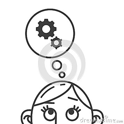 Line art illustration of thinking gears Vector Illustration