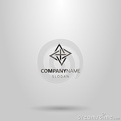 Line art vector logo of four intertwined triangles pointing different directions Stock Photo