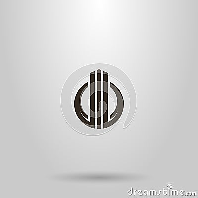 Simple vector abstract sign of three pillars rising up in a round frame Vector Illustration