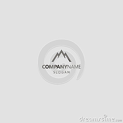 Simple vector geometric outline iconic logo of a mountain peaks Vector Illustration