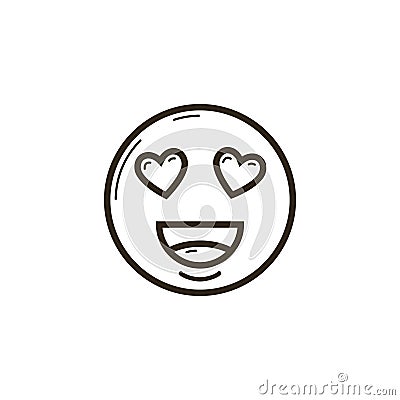 Simple vector line art icon of the enamored smiley Stock Photo