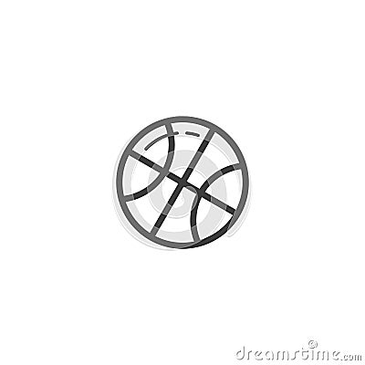 Simple vector line art outline basketball ball icon Vector Illustration