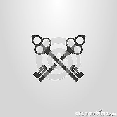 Simple vector pictogram of two crossed abstract retro style keys Vector Illustration