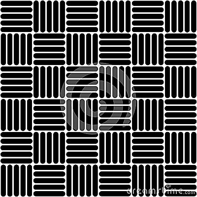 Black and white simple woven geo seamless pattern, vector Vector Illustration