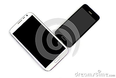 Black and white smart phones Stock Photo