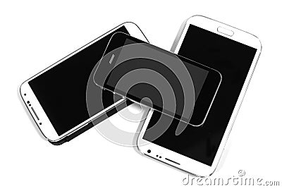 Black and white smart phones Stock Photo