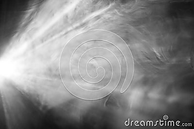 Beautiful black and white color wide lens projector with light beam for movie and cinema . smoke texture spotlight . abstract Stock Photo
