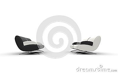 Black And White Sofas Side By Side Stock Photo