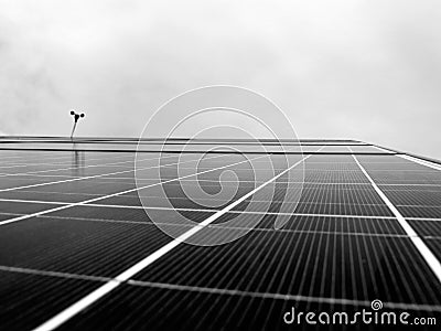 Black and White Solar Panel background Looking Up Editorial Stock Photo