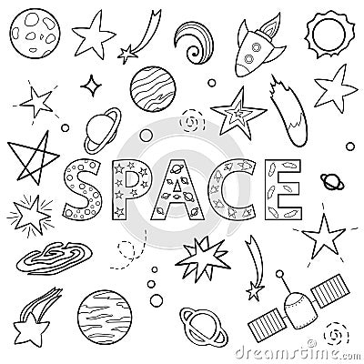 Vector set of space objects Vector Illustration