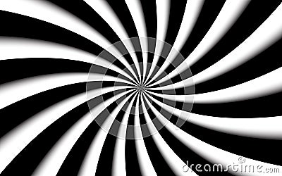 Black and white spiral background. Swirling radial pattern Vector Illustration