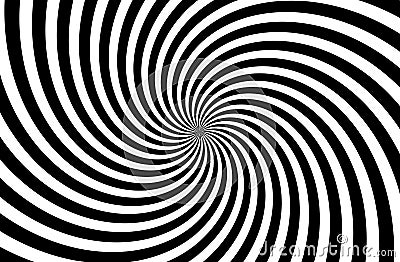 A black and white spiral optical illusion background . Monochrome concept Stock Photo