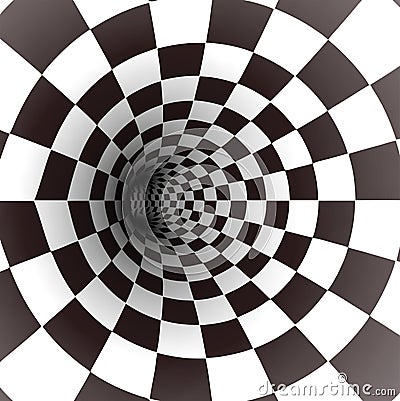 Black and white spiral tunnel. Vector Vector Illustration