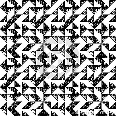 Black and white sponge print triangles geometric grunge seamless pattern, vector Vector Illustration