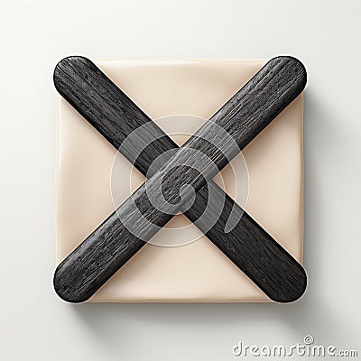 a black and white square with a crossed sign on it Stock Photo