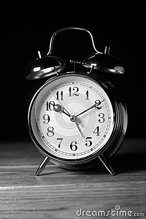 Black and White stainless steel old vintage clock alarm Stock Photo