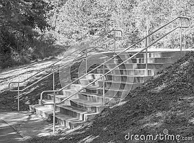 Black White Stairs Park Path Stock Photo