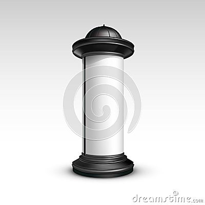 Black White Stand Pillar for Outdoor Advertising Vector Illustration